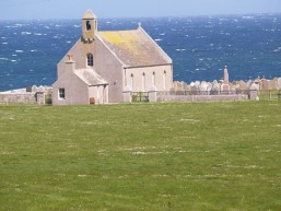 St Ninian's Kirk in a gale